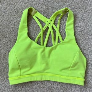 Lululemon Size 4 Highlighter Yellow Sports Bra